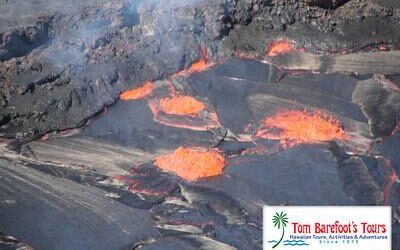 How high will the helicopter fly over the volcanic activity on the Big Island?